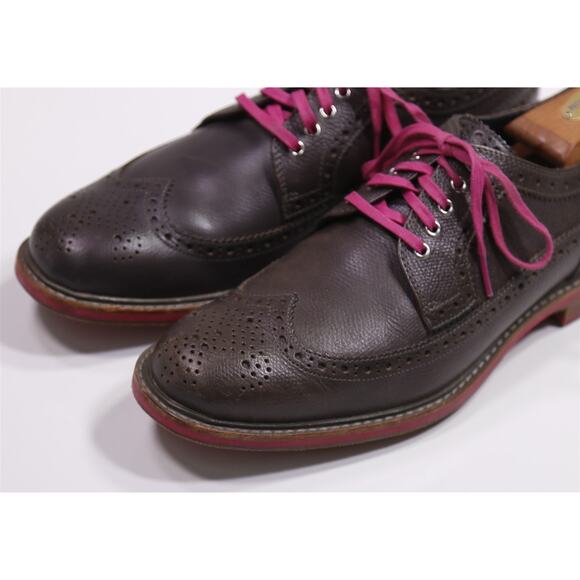 Cole Haan Brown Pink Pebble Grain Wingtip Oxford Leather Dress Shoes 9M